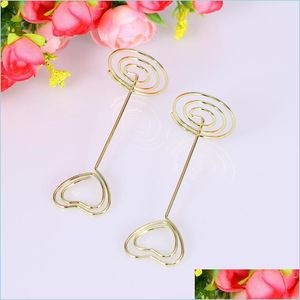 Party Dekoration PCs Goldene Herzform PO Halter Papier Hinweis Menü Clips für Hochzeiten Home ReceptionParty Drop Lieferung 2021 Garten Fe Dhfzu