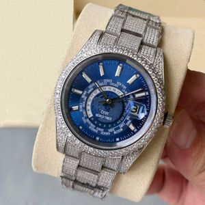 Armbandsur Diamond Mens Automatic Mechanical Watch 41mm med diamantpäckt stålarmband Fashion Busins ​​Armswatch Montre de Lux