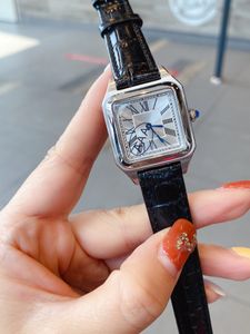 Новые женщины Мужчины пара наручных часов черные подлинные кожаные сапфировые стеклянные часы римские квадратные циферблаты Quartz Clock 32 -мм знаменитые брендские аксессуары