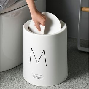 Waste Bins 8L Nordic Simple Plastic Trash Can Office Bathroom Kitchen Living Room Bedroom Garbage Household With Lid 220930