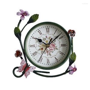 Relógios de mesa 18 cm de desktop floral decorativo quarto quarto moderno clock de alarmes quartzo ornamentos nostálgicos relógios decoração de casa decoração