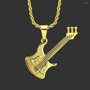 Pendant Necklaces Male Golden Color Guitar Necklace Alloy Fashion Jewelry For Man Hip-hop Collar Chic Rock Drop