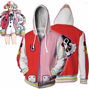 Erkek Hoodies Anime One FILM KIRMIZI Parça Cosplay Kostüm Uta Luffy Corazon Hoodie Kazak Kadın Erkek Cadılar Bayramı Chirstmas Ceket Kaban