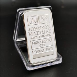 5pcs Set Hediyesi Manyetik Olmayan Johnson Matthey JM Gümüş Altın Kaplama Külçe Hediyelik Para Çubuğu Farklı Lazer Seri Numarası