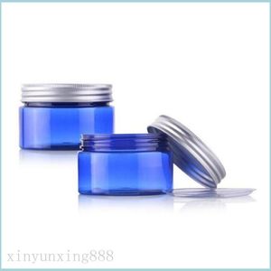 Verpakkingsflessen nieuwe g ronde blauwe kleur lege plastic crème masker pet flessen potten containers voor cosmetische verpakking huidverzorging tin dh20l