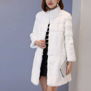 Faux Fur Whole Skin Pure Rabbit Coat Stripe Line Natural Real Jacket per le donne Ragazze Genuine Female Overcoat tbsr343 Y2209