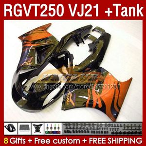 Fairings & Tank OEM For SUZUKI RGVT RGV 250CC 250 CC 1988-1989 Bodys 159No.181 RGV250 VJ21 SAPC RGVT250 RGV-250 88 89 RGVT-250 RGV-250CC 1988 1989 ABS Fairing orange flames