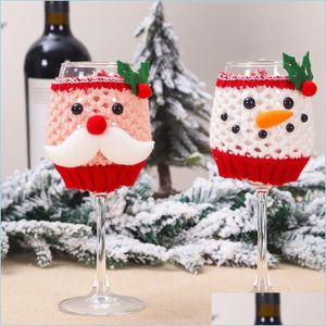 Christmas Decorations Christmas Wine Glass Set Santa Claus Snowman Decorations For Home Cup Er Decor Happy New Year Drop Packing2010 Dhflw