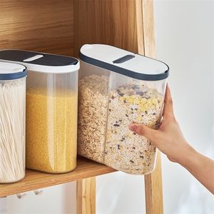 Alimentos recipientes de armazenamento de alimentos cont￪iner pl￡stico macarr￣o rice cereais caixas de organizador de gabinete gels jarros acess￳rios de cozinha em casa 220930