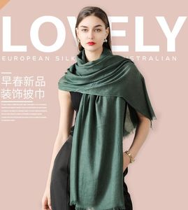 2PCS autumn winter woman Solid cotton and linen scarf ladies Sunscreen scarf small neck 95X195 cm scarfS Long beach scarf female shawl thickened warm SUMMER