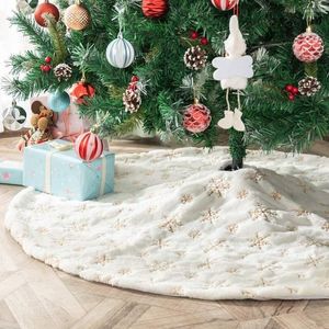 Christmas Decorations 78/90/120/140cm White Tree Skirt Faux Fur Rug Colorful Snowflake Plush Mat Happy Year Home Decor