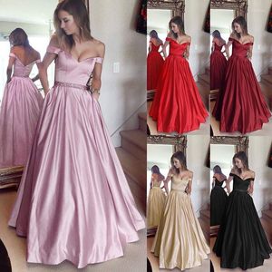 Vestidos casuais Mulheres Princesa fora do ombro Casamento Bridesmaid Night Bow Party Party Cocktail Banquet Maxi Long para Robe Ano