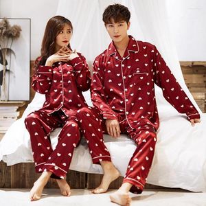 Home Clothing Print Women Pajamas Set Lounge Wear Satin 2PCS Shirt&Pants Sleepwear Casual Nightwear Pyjamas Couple Clothes Pijamas