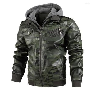 Мужские куртки покрывают PU продукт Mens Biker Camouflage Leather Coats Jacket Куртка холодные мужчины верхняя одежда