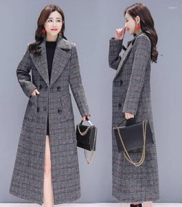 Women's Fur Women's & Faux Woolen Coat Plaid Mid-length Slim Temperament Houndstooth Autumn And Winter Korean Trend