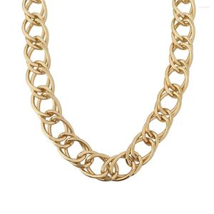 Chains Casual Gold Color Or Silver Plating Wide Chain Chunky Punk Necklace For Women Girl Man Daily Decoration Jewelry