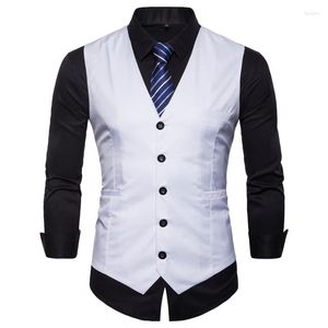 Herenvesten heren pak vest smart causale vest formeel slanke fit mannen solide kleur zakelijke trouwjurk kleding