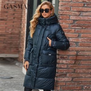 Women Down Parkas Gasman Women Down Kurtka długie klasyczne zamek błyskawiczne duży kieszonkowy stojak z kapturem szczupły płaszcz Parkas LD21715 220930