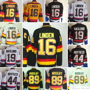 Movie CCM Vintage Ice Hockey 16 Trevor Linden Jerseys 19 Markus Naslund 44 Todd Bertuzzi 89 Alexander Mogilny Men Embroidery Jersey Black Yellow White