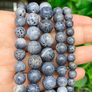 Beads Wholesale Natural Blue Coral Round Loose Spacer For Jewelry Making Diy Bracelet Earring 6/8/10/12mm 15inch