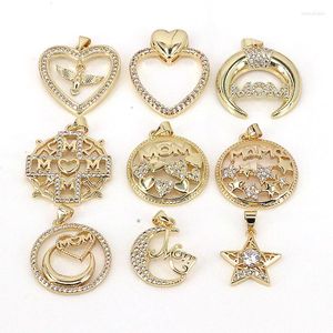 Pendant Necklaces 10Pcs Mom Charms For Jewelry Making Gold Plated Copper Zirconia Fashion Supplies Necklace Accessories