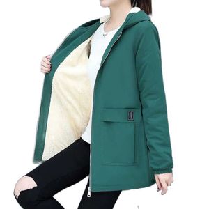 Faux Fur 4XL Women Windbreaker Winter Autumn Women's Fleece Jacket Coats Loose Hooded Mid Long Overcoat Zipper Pocket Female Basic Coat Y2209