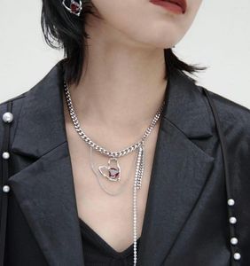 Kedjor Tidl￶s Wonder Fancy Zirconia Geo Heart Statement Necklace For Women Designer Jewelry Punk Runway Trendy High End Set Gift 6636