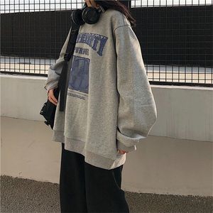 Hoodies للنساء بلوزات ربيع الخريف O-neck Pullover النساء الكوريات الفضفاضة من النوع الثقيل الحجم الكبير من Harajuku hoodie 220930