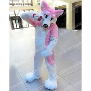 Halween rosa husky cani mascotte costumi da cartone animato abito da abbigliamento per feste per esterno