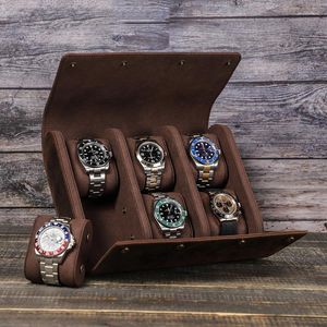 Pudełka zegarek klasyczny przechowywanie skórzana torba PU zapobiega drapaniu pudełko na utlenianie 6 gniazda torebka