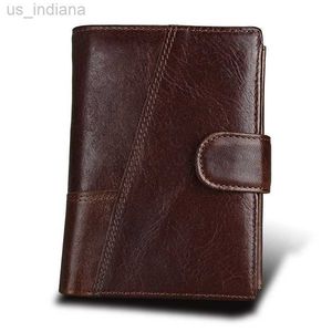 Wallets Men's Wallets Vintage Genuine Leather Wallet RFID Blocking Vertical Business Card Holder Cowhide Purse Bag Wallet Man L220929