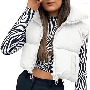 Women's Jackets Women Winter Warm Thick Crop Waistcoat Sleeveless Stand Collar Double Sided Lightweight Puffer Vest Coat Spring Clothing