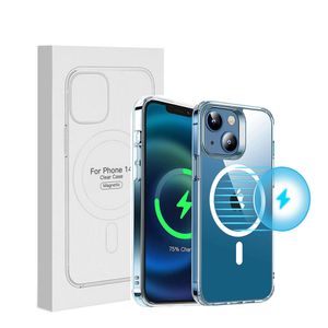 Transparent iPhone Case Magnetic Acrylic Clear Falls for iPhone Pro Max Mini iPhone14 Plus XS XR Magsafe Support Wireless Charging Cover