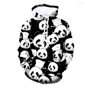 Herrtröjor 3d panda svartvit tröja män/kvinnor mode pojkar flickor hip-hop långärmad tröjor huvtröjor
