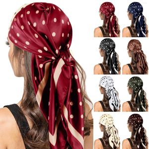 Bandanas Fashion Satin Square Scarf Bandana Women Polka Dots Print Neckerchief Hair Female Head Scarves Shawl Foulard