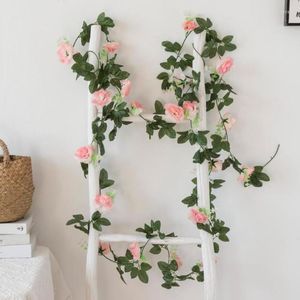 Dekorativa blommor Silk Roses Artificial Vine Hanging For Wall Christmas Rattan Fake Green Plants Garland Outdoor Wedding Home Decoration