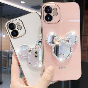 Plating Glitter Designer Rhinestone Phone Cases For iPhone 14 Plus Pro Max With Shiny Makeup Mirror Shell iPhone14 13 12 Mini 11 8 7 XR X Xs Shockproof Protective Cover