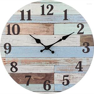 Relógios de parede com desconto de madeira decorativa redondo relógio 25 cm /10 polegadas Bracelete de pulseira Estilo de país alimentado por bateria para escritório e casa