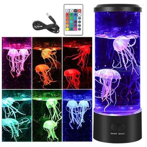 Nachtlichter Licht Qualle Tank Schlafen mit Fernbedienung Aquarium Lampe Lava Schreibtisch Dekor