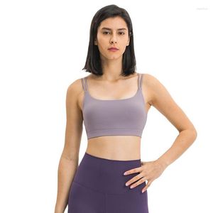 Bustiery gorsets wiosna/lato 2022 Solidny kolor Dual-Strap U-Neck Sports Bra Kolekcja Running Fitness Biecid