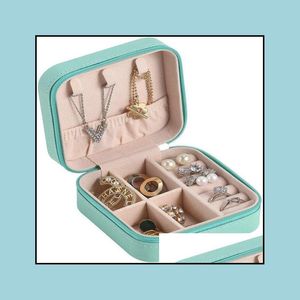 Ударные коробки роза Mint Blue Mini Jewelry Box для серьги портативные подарки для хранения ожерелья Женщины Travel Girls Holder C MJFashion DHSAQ