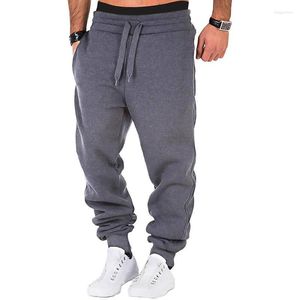 Calça masculina esportes masculinos jogging casual confortável calça de cordão