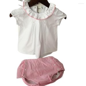 Kl￤der s￤tter 2st sommar baby bomullskl￤der sm￥barn skjorta byxor set spanska flickor kvalitet boutique barn