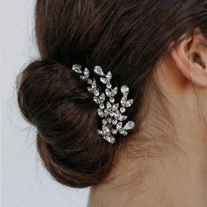 Sparke Clear Crystals Hair Clip Wedding Headpoins Women Bridal Zircon Silver Clips Prom Prom Party Party Head Jewelry Association