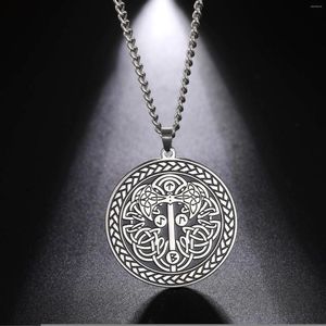 Pendant Necklaces Viking Axe Celtic Knot Symbol Necklace For Men Nordic Compass Vegvisir Amulet Stainless Steel Norse Runes Religious