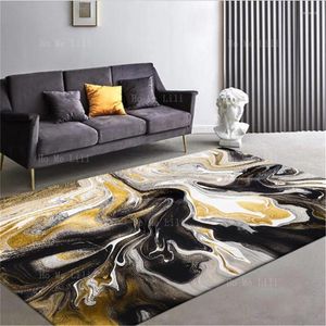 Mattor abstrakt gul mörkbrun marmor mönster mattor hem vardagsrum dekoration flanell golv mattor anti rynka sovrum