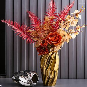 花瓶の結婚式の装飾テーブル花瓶金銀20/25cmセラミックホーム磁器装飾花付きタブ装飾パーティーアレンジ