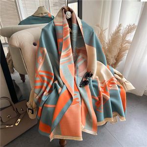 Scarves 2023 Luxury Design Winter Cashmere Wraps Scarfs Women Horse Print Shawls Pashmina Bufanda Blanket Female Stoles Warm