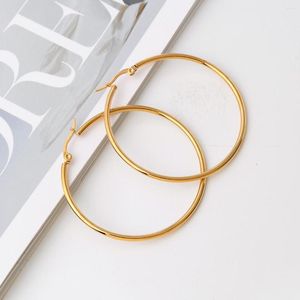 Hoop Earrings 90mm Stainless Steel Large Exaggerate Circle Creole Smooth Gold Round Loop Earring For Women Ear Ring