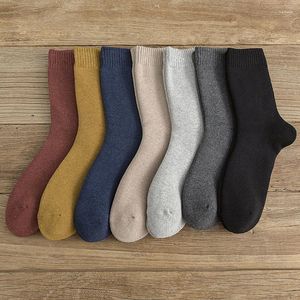 Herrensocken LKWDer 5 Paar warme langhaarige Wolle Herbst Winter Herren dicke einfarbige Qualität männliche weiche kurze Mode